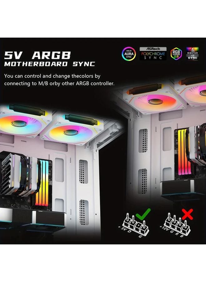 Windforce 4Pro 3 Pack 4.72 Inch White Reverse ARGB PC Cooling Fans with Controller - Image 5